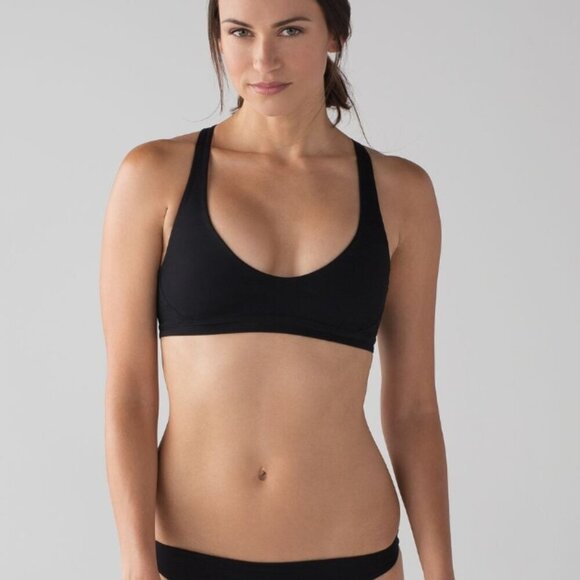 Lululemon Women's Size 8 Black Uncharted Waters Bikini Swimsuit Top *TOP ONLY* - Picture 1 of 9